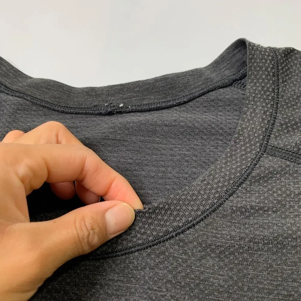 Lululemon Shirt Men L Large Grizzly Grey Metal Vent Tech Short Sleeve Running